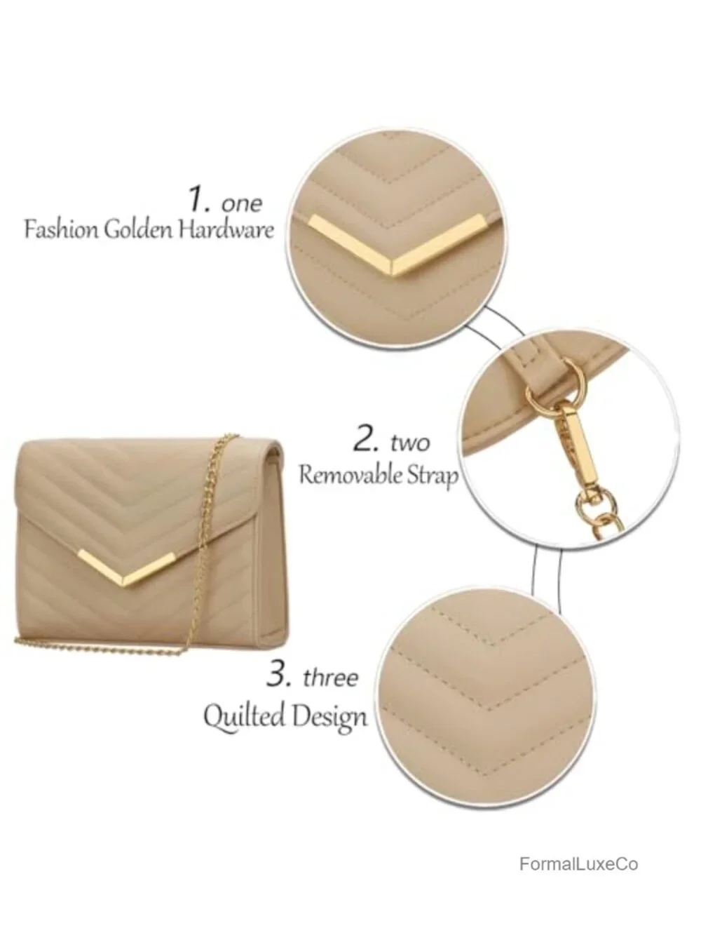 Faux Leather Evening Envelope Clutch with Detachable Chain Strap